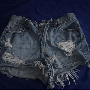 Cello Blue Distressed Jean Shorts High-Waisted